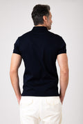 Polo in cotone mercerizzato manica corta - Blu navy - vista posteriore