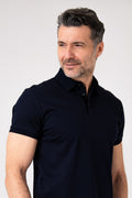 Polo in cotone mercerizzato manica corta - Blu navy - dettaglio tecnico