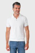 Short-sleeve cotton polo in white, front view