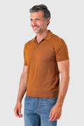 Short-sleeve cotton polo in burnt orange - side view