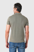 Short cotton polo in mud color - rear view