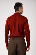 Polo manica lunga in cotone - Mattone - vista posteriore