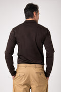 Polo manica lunga in cotone - Moro - vista posteriore