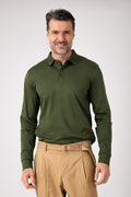 Polo manica lunga in cotone - Verde - vista frontale