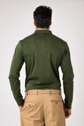 Polo manica lunga in cotone - Verde - vista posteriore
