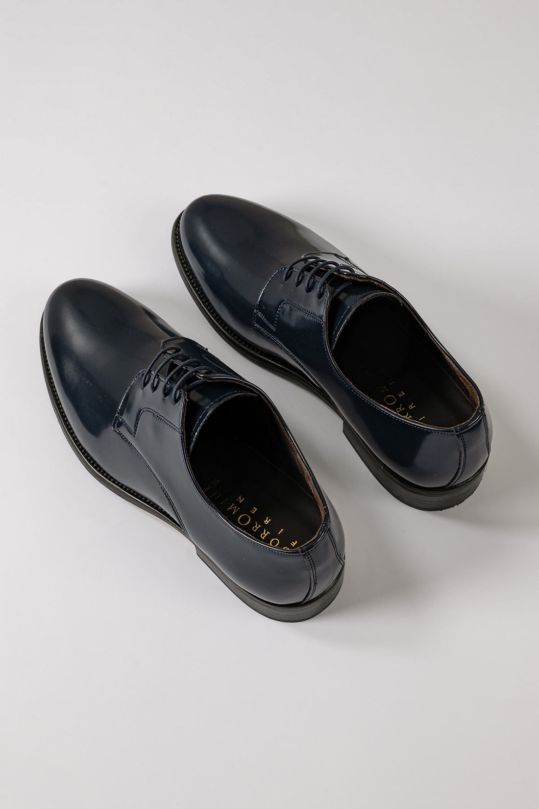 Scarpa Derby in Pelle Abrasivata allacciata - Blu - vista laterale