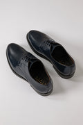 Scarpa Derby in Pelle Abrasivata allacciata - Blu - vista frontale