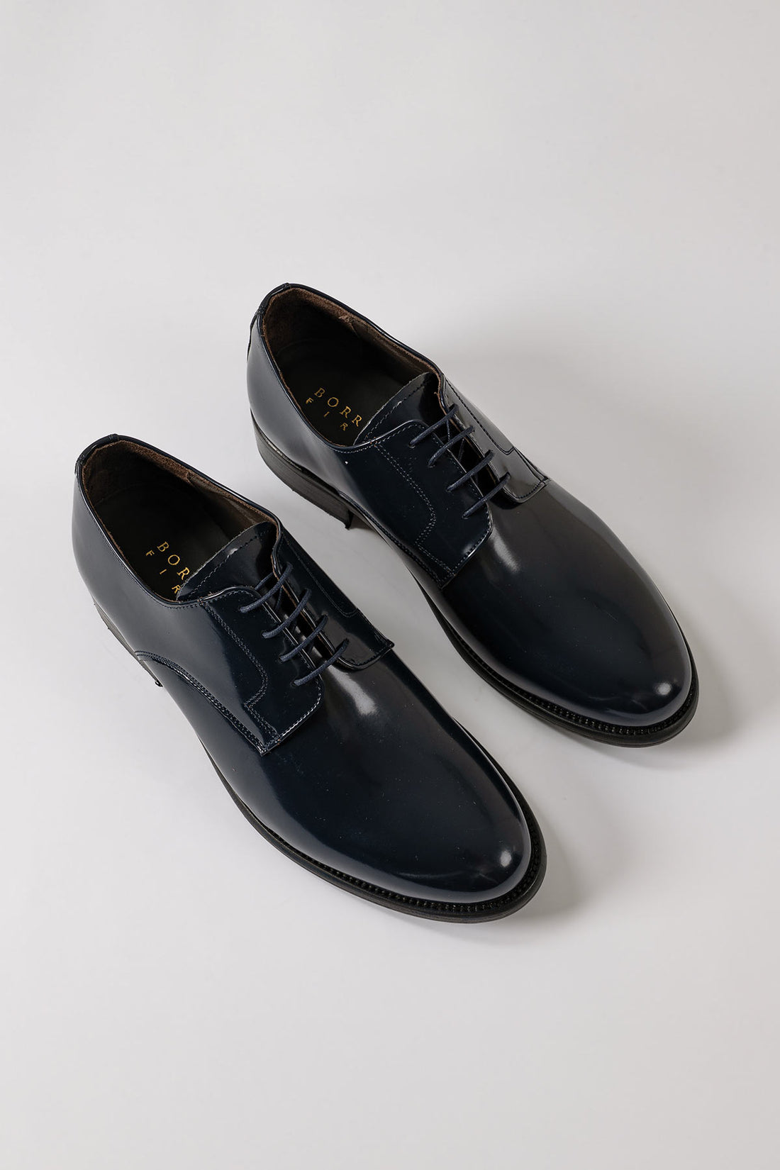 Scarpa Derby in Pelle Abrasivata allacciata - Blu - vista laterale