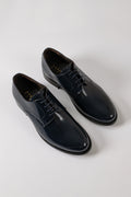 Scarpa Derby in Pelle Abrasivata allacciata - Blu - vista laterale