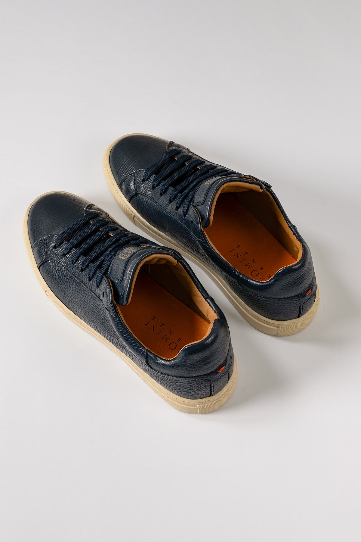 Sneakers Dollaro In Pelle Castagna - Blu - vista posteriore