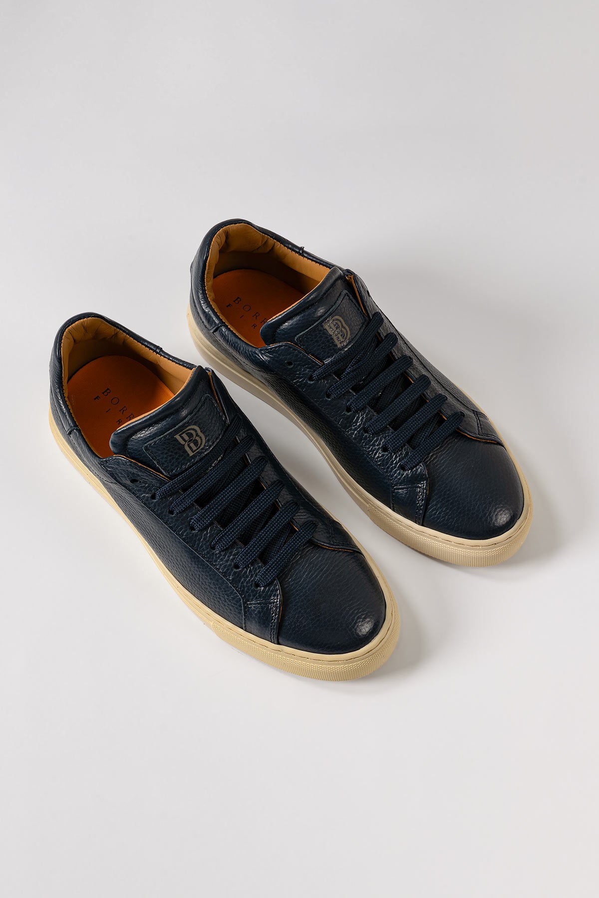 Sneakers Dollaro In Pelle Castagna - Blu - vista laterale