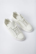 Sneakers in pelle bottolata - Off-white - vista frontale