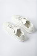 Sneakers in pelle bottolata - Off-white - vista posteriore