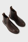 Brown leather Chelsea boots with elastic side panels