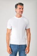 T-shirt girocollo in maglia di cotone - Bianco - vista frontale