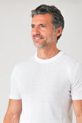 T-shirt girocollo in maglia di cotone - Bianco - dettaglio tecnico