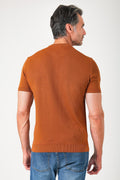 T-shirt girocollo in maglia di cotone - Cacao - vista posteriore