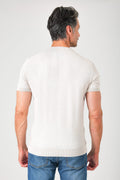 T-shirt girocollo in maglia di cotone - Sabbia - vista posteriore