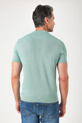 T-shirt girocollo in maglia di cotone - Salvia - vista posteriore